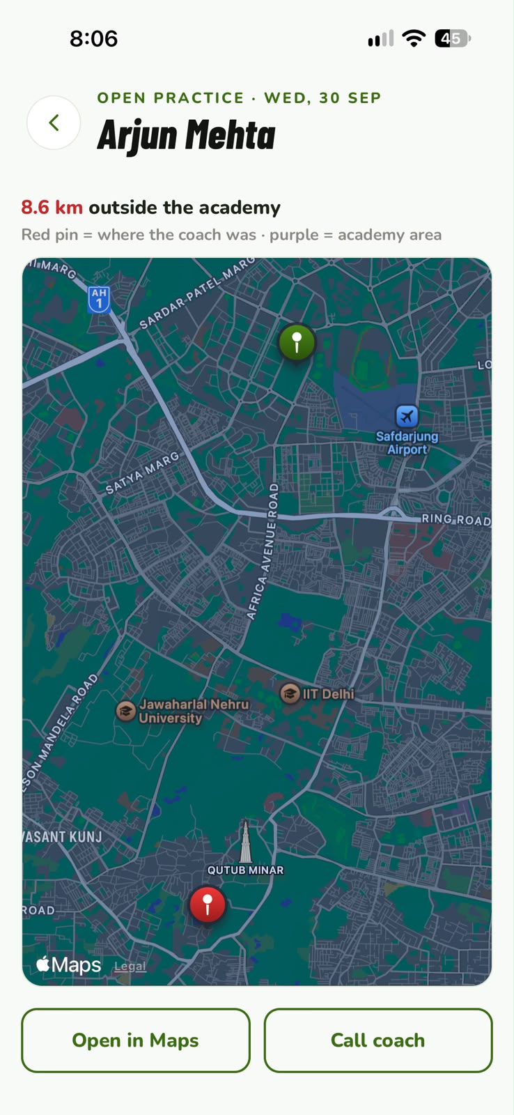 Location alert with map